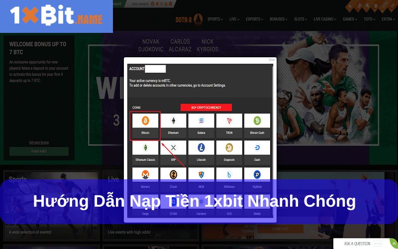 Thời gian giao dịch nạp tiền 1xbit rất nhanh chóng