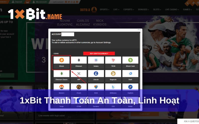 Chơi tài xỉu online 1xbit thanh toán an toàn